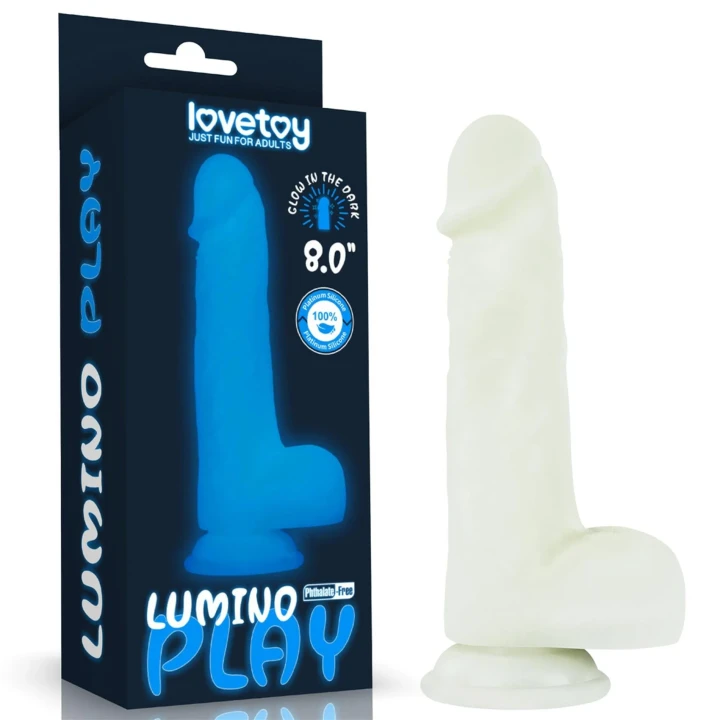 Dildo świecące Lumino Play z realistyczną teksturą, silikon platynowy, przyssawka, 8"