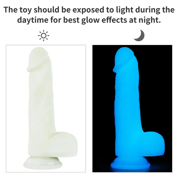 Dildo świecące Lumino Play z realistyczną teksturą, silikon platynowy, przyssawka, 8