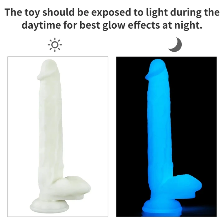 Dildo fluorescencyjne z przyssawką, realistyczne, 10,5
