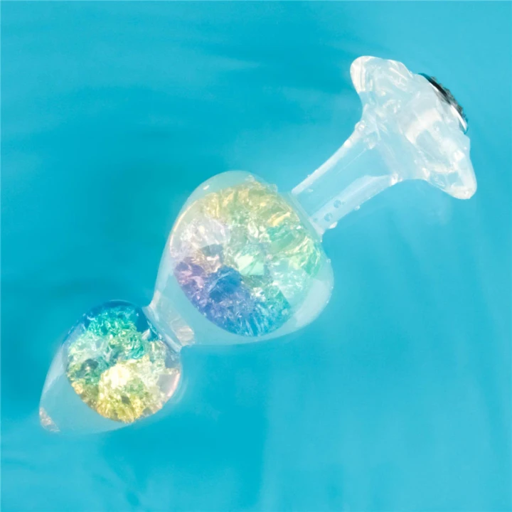 Korek analny z silikonu Gemoria z dwiema szklanymi kulami, 15 cm, ergonomiczny design