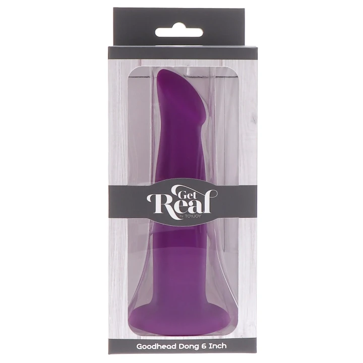 Silikonowy dong 6-calowy w kolorze fioletowym z przyssawką i kompatybilny z uprzężami