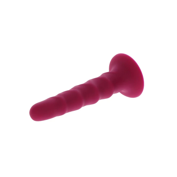 Karbowany dildo silikonowe 16 cm, czerwień, z przyssawką i kompatybilnością strap-on