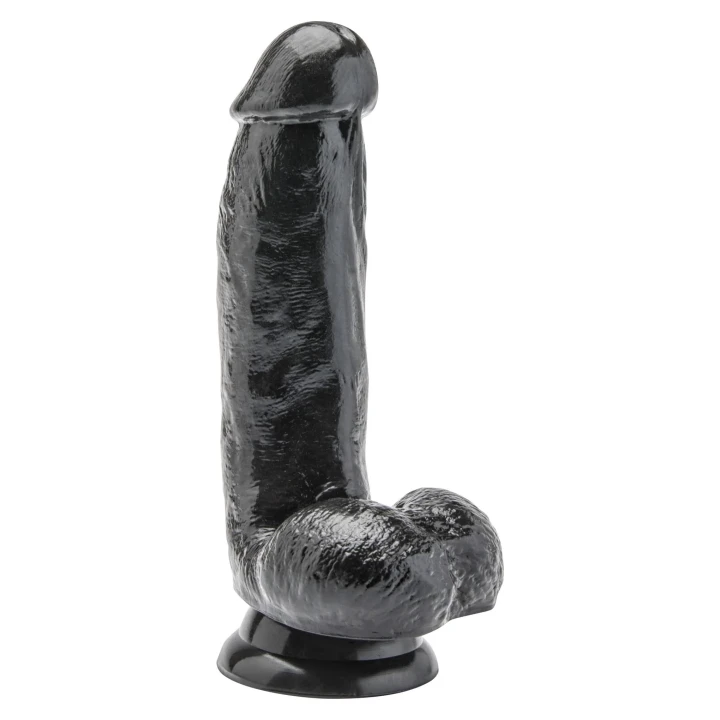 Dildo 6-calowe z kulkami, realistyczny czarny, bezftalanowe PVC, 15 cm długości