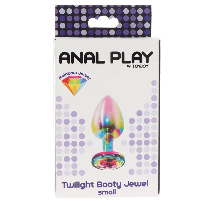 Butt Plug „Twilight Booty Jewel” z Tęczowym Klejnotem, Mały, Multikolorowy, 7.2 cm