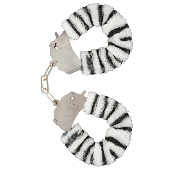 Kajdanki intymne Furry Fun z faux fur w wielokolorze, regulowane, metalowe