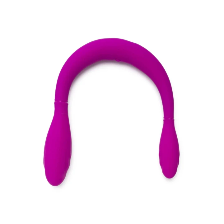 Podwójne dildo silikonowe z wibracjami, elastyczna konstrukcja, różowy, 37 cm