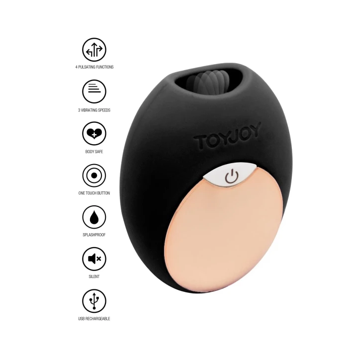 Stymulator łechtaczki Diva Mini Tongue w czarnym kolorze, silikonowy, wodoodporny