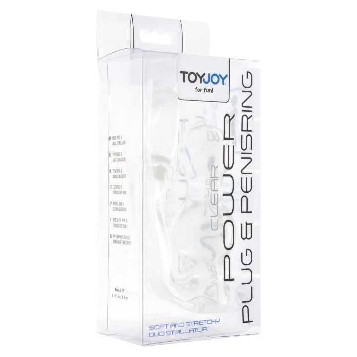 Koreczek analny z pierścieniem na penisa, przezroczysty, TPE, 11.5 cm, elastyczny