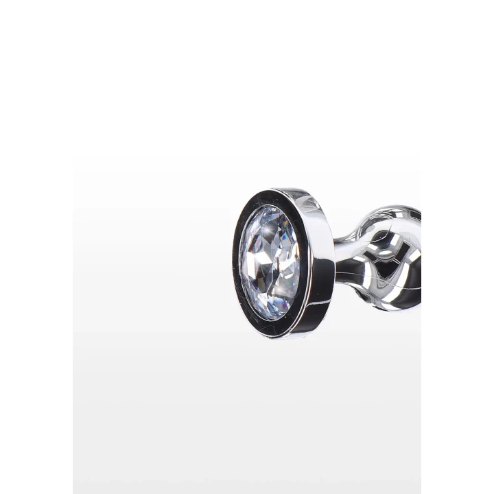 Zatyczka analna z koralikami, średnia, srebrna z niklowanego aluminium i szkła