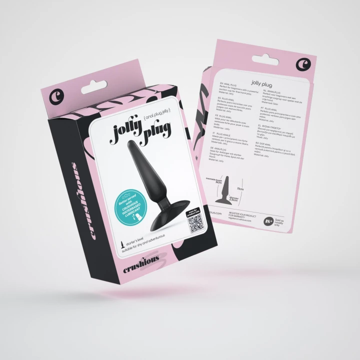 Korek analny piramidalny CRUSHIOUS JOLLY PLUG czarny z przyssawką, 9 cm długości