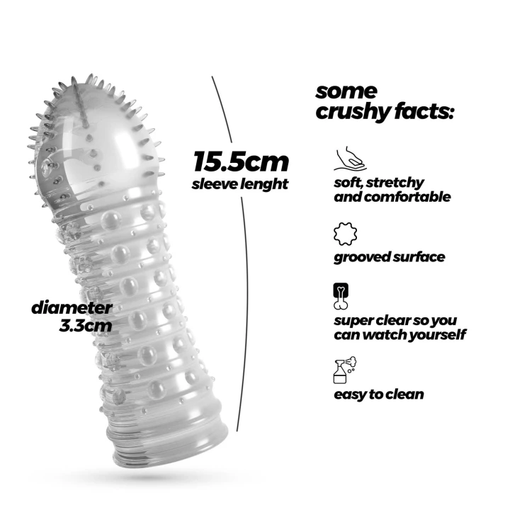 Rękaw seksualny – elastyczny z wypustkami, długość 15,5 cm, średnica wewnętrzna 3,3 cm
