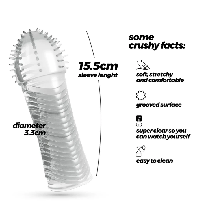 Nakładka na penisa z prążkami, 15,5 cm długości, zwiększająca doznania seksualne