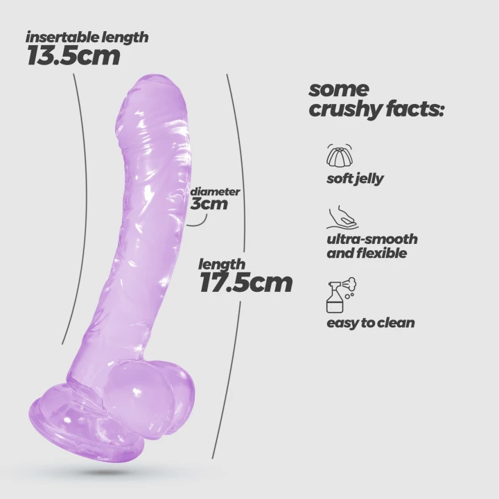 Elastyczne dildo analne Hudini z przyssawką, fioletowe, 17,5 cm długości