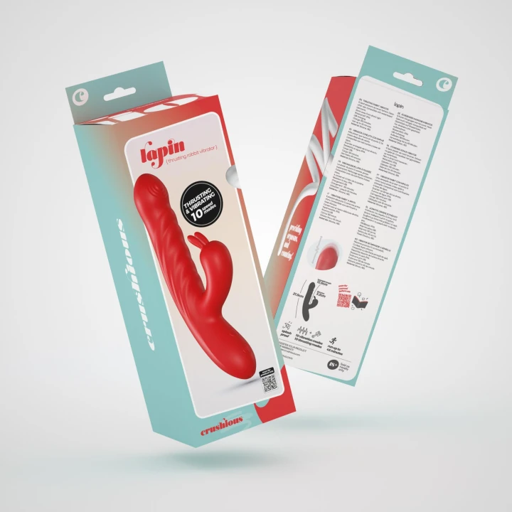 Wibrator króliczek z funkcją tłoczenia, czerwony, 21,5 cm, 10 prędkości, wodoodporny