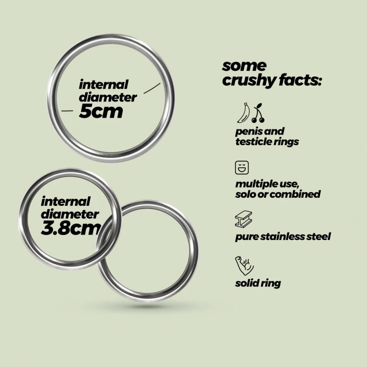 Zestaw 3 metalowych pierścieni erekcyjnych CRUSHIOUS METALEROS o średnicy 3,8-5 cm