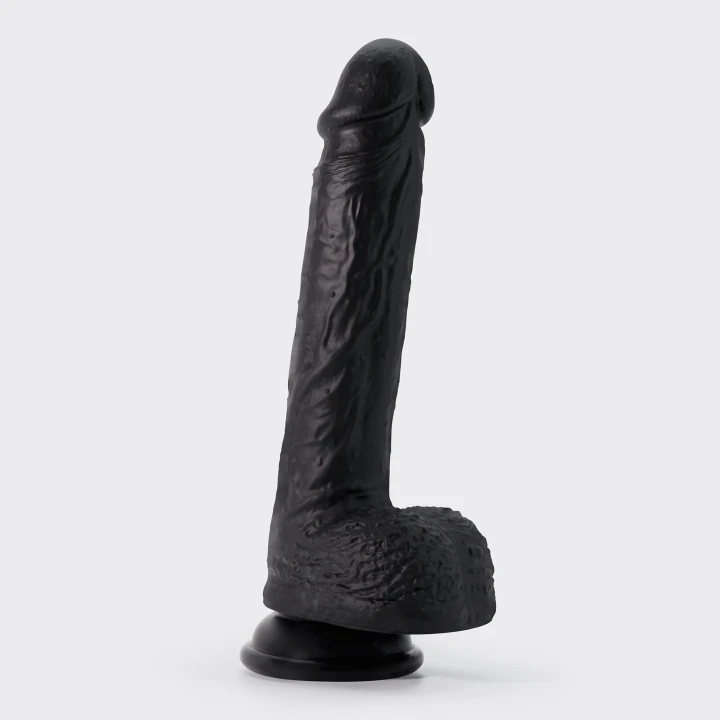 Dildo silikonowe CRUSHIOUS INVIKTUS 22cm, czarne, z przyssawką do zastosowań vaginalnych i analnych.