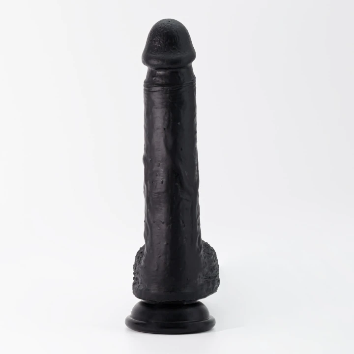 Dildo silikonowe CRUSHIOUS INVIKTUS 22cm, czarne, z przyssawką do zastosowań vaginalnych i analnych.