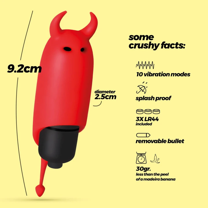 Wibrator do punktu G CRUSHIOUS O-PET DEVIL, 10 trybów wibracji, czerwony, wodoodporny