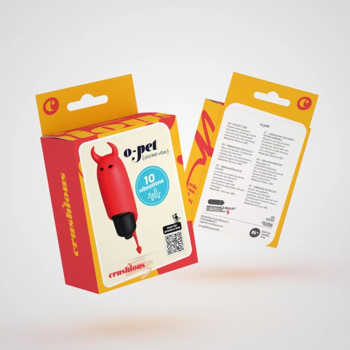 Wibrator do punktu G CRUSHIOUS O-PET DEVIL, 10 trybów wibracji, czerwony, wodoodporny