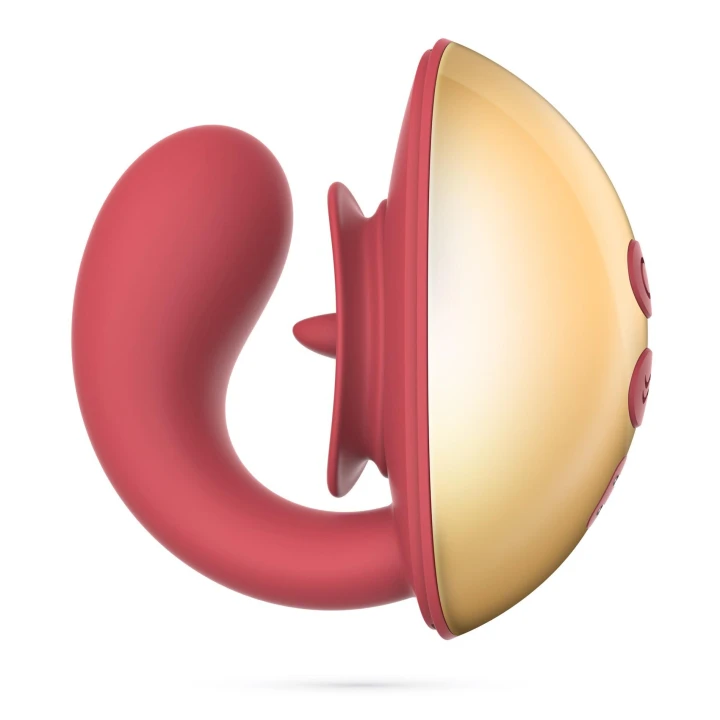 Stymulator dla par, ładowany magnetycznie, z 10 trybami wibracji i ruchomym języczkiem