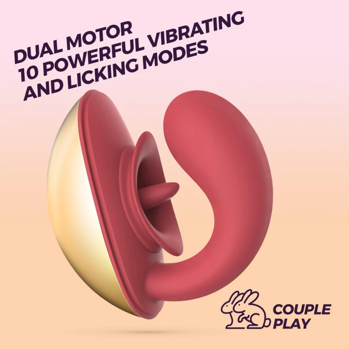 Stymulator dla par, ładowany magnetycznie, z 10 trybami wibracji i ruchomym języczkiem