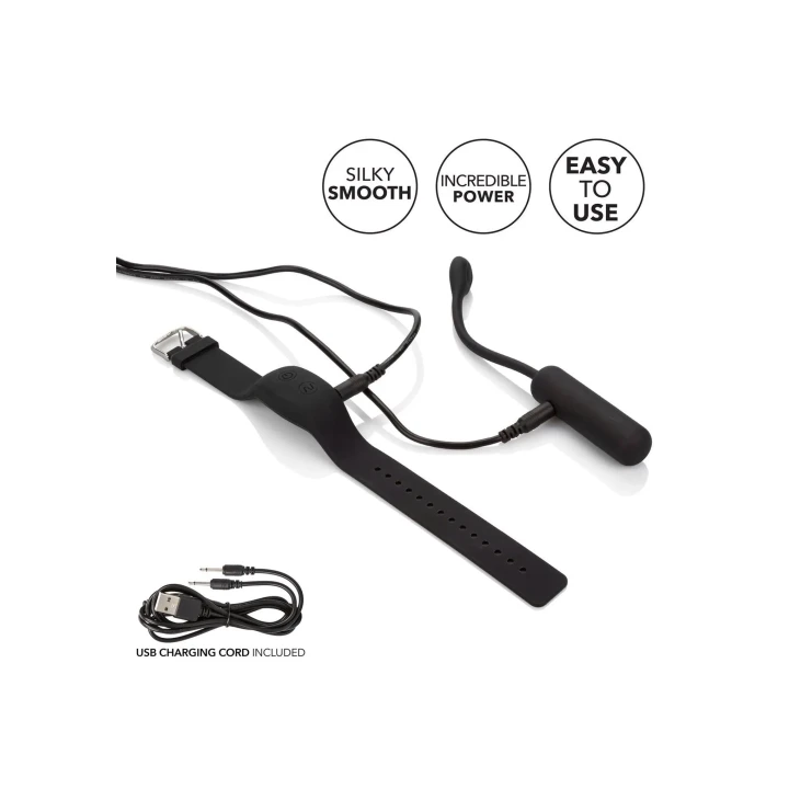 Zdalnie sterowany mini wibrator w formie bransoletki z 12 trybami wibracji, czarny