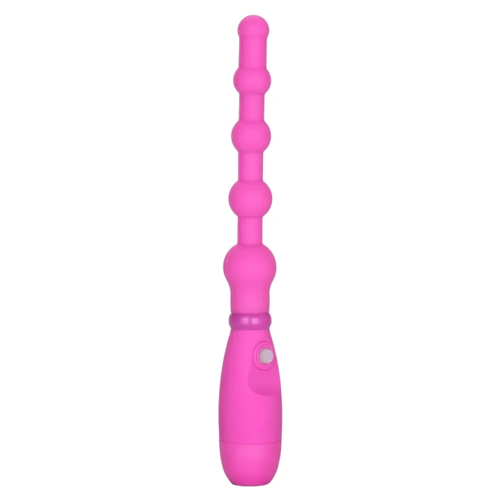 Wibrujący plug analny silikonowy Booty Flexer Pink z regulacją obrotów 14.5 cm