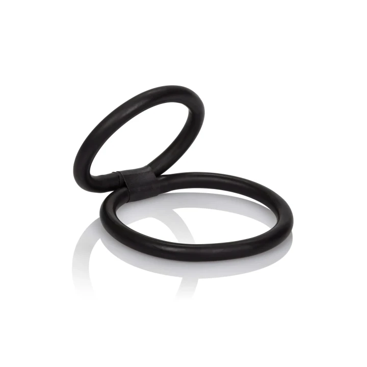 Podwójny pierścień erekcyjny Quick Release Double Helix Black 6 cm z gumy naturalnej