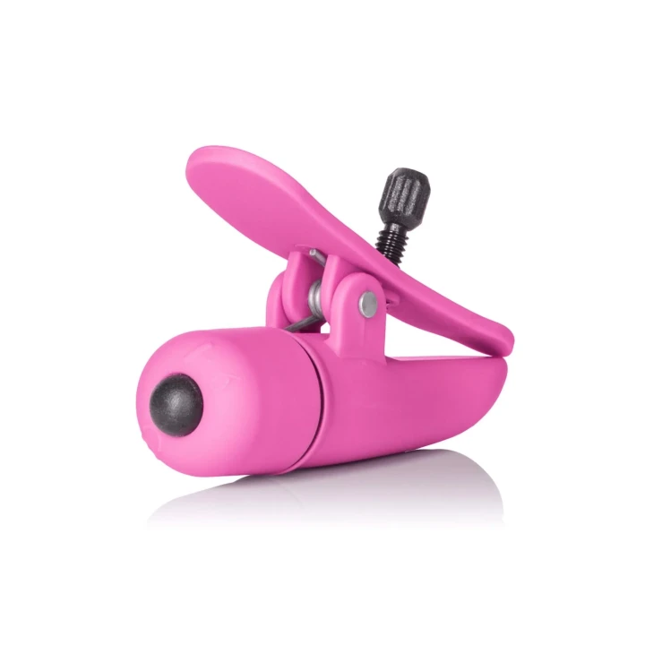 Wibrujące klamry na sutki Nipplettes w kolorze różowym, regulowane, wodoodporne, 7 cm