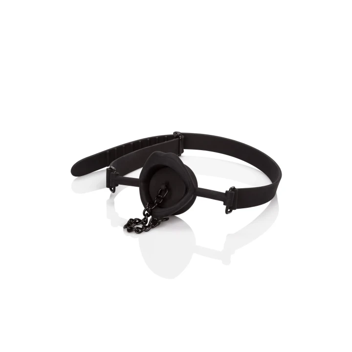 Knebel silikonowy z koreczkiem na łańcuszku, czarny, długość 61 cm