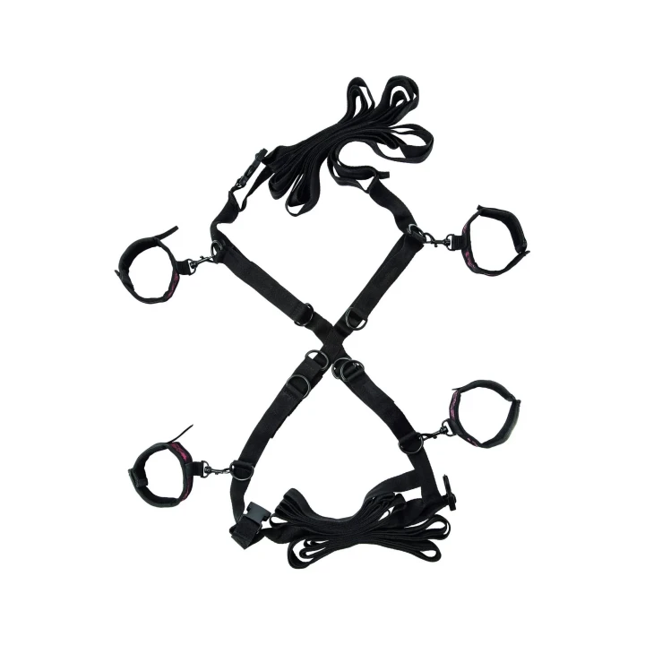Regulowane pasy do unieruchamiania na łóżku, Krzyżowy model w kolorze czarnym