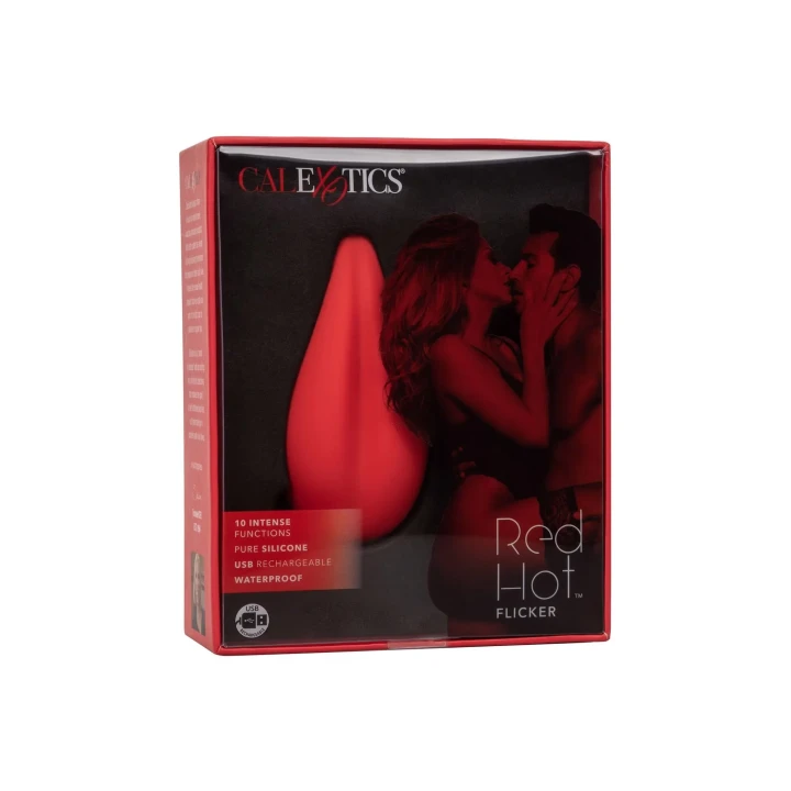 Stymulator łechtaczki Red Hot Flicker z 10 funkcjami wibracji, wodoodporny, silikonowy