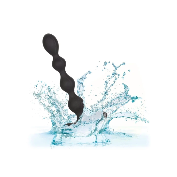 Sonda analna Eclipse™ Slender Beads Black z 12 funkcjami wibracji, wodoodporna, silikonowa