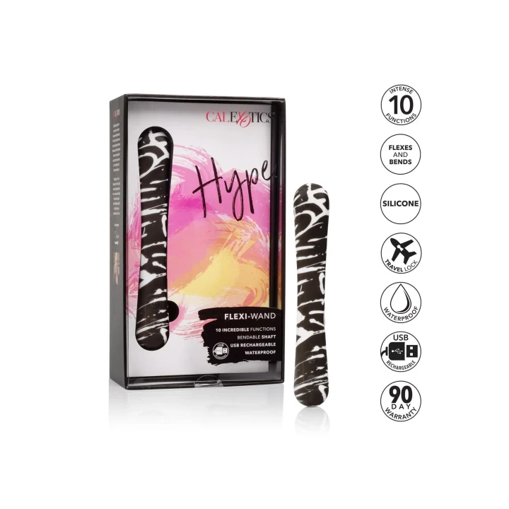 Wibrator elastyczny Hype FlexiWand, wielokolorowy, 10 funkcji, wodoodporny, 14 cm