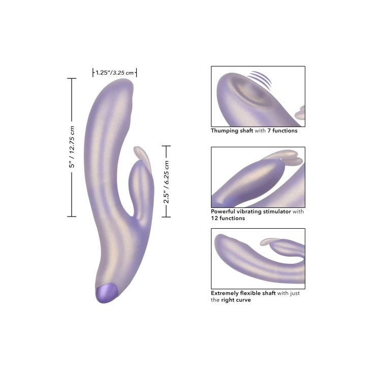 Dwuobwodowy masażer G-Love G-Bunny w kolorze fioletowym, silikonowy, wodoodporny, 19 cm