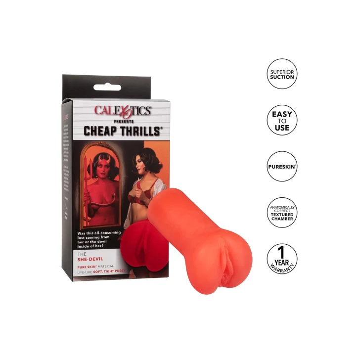 Masturbator realistyczny o intensywnym doznaniu, Cheap Thrills The She Devil Red, 14cm