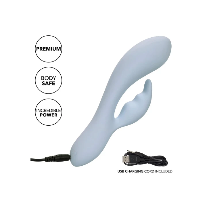 Podwójny masażer G-spot Contour Kali Blue z 10 funkcjami wibracji, wodoodporny silikon