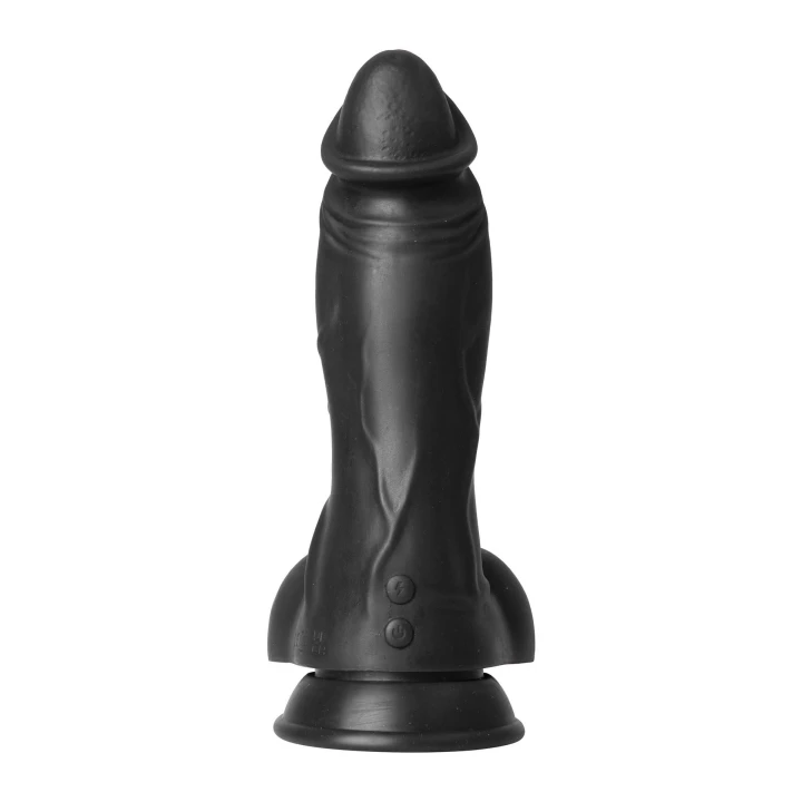 Wibrujące dildo w kształcie dinozaura, silikonowe, czarne, 22 cm, wodoodporne IPX7