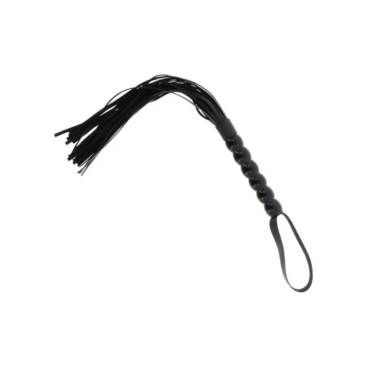 Pejcz z koralikami Long Beaded Flogger Whip, skóra PU, 60 cm długości