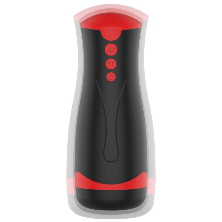 Masturbator z wibracjami i funkcją ściskania, czarny, 26 cm, wodoodporny IPX5