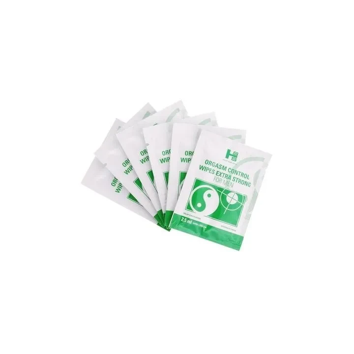 Chusteczki kontrolujące orgazm dla mężczyzn, naturalny skład, opakowanie 6 szt.