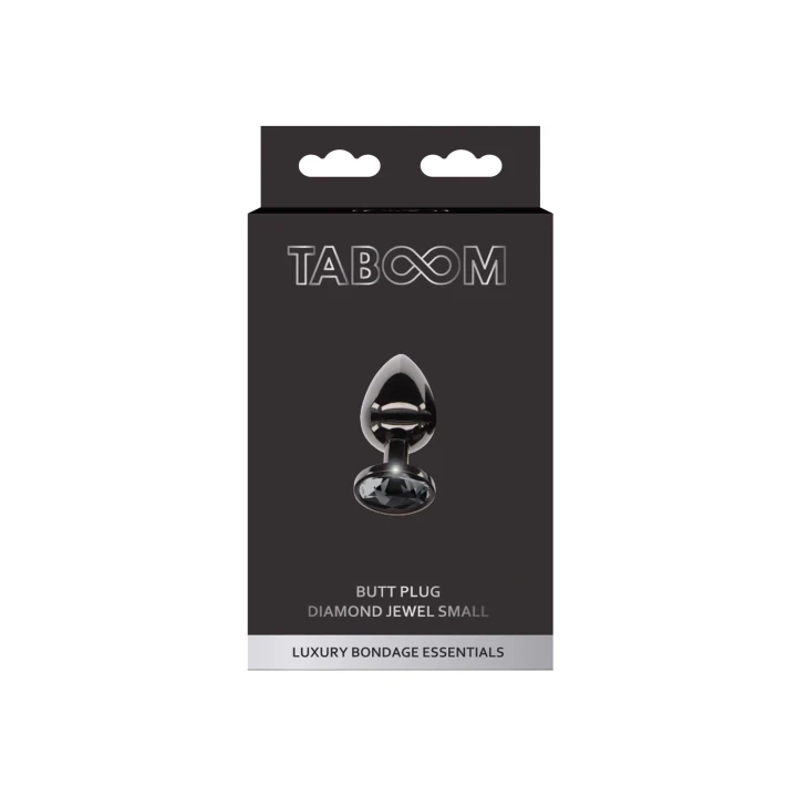 Korek analny z diamentowym akcentem S - czarny, aluminiowy, 7.2 cm długości