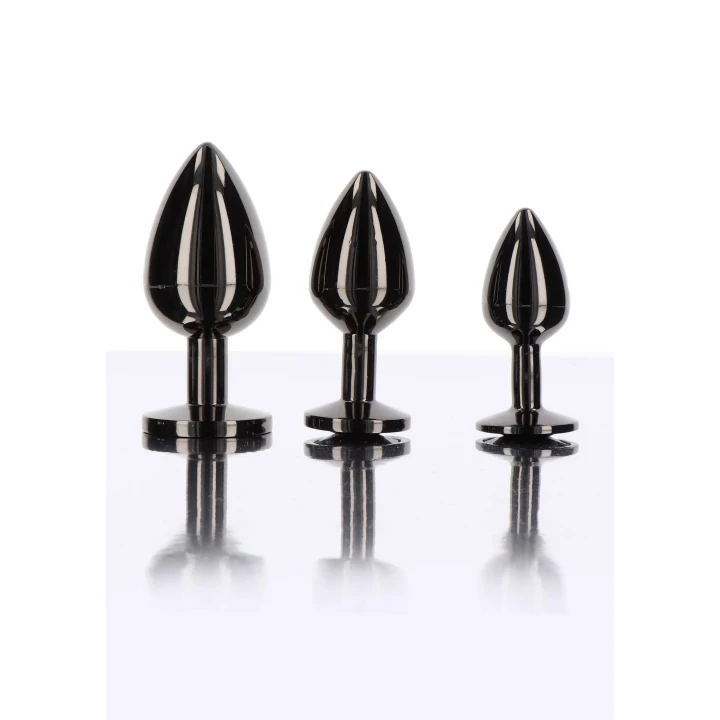 Ekskluzywny analny korek z diamentową ozdobą M w kolorze czarnym, aluminium 8.2 cm