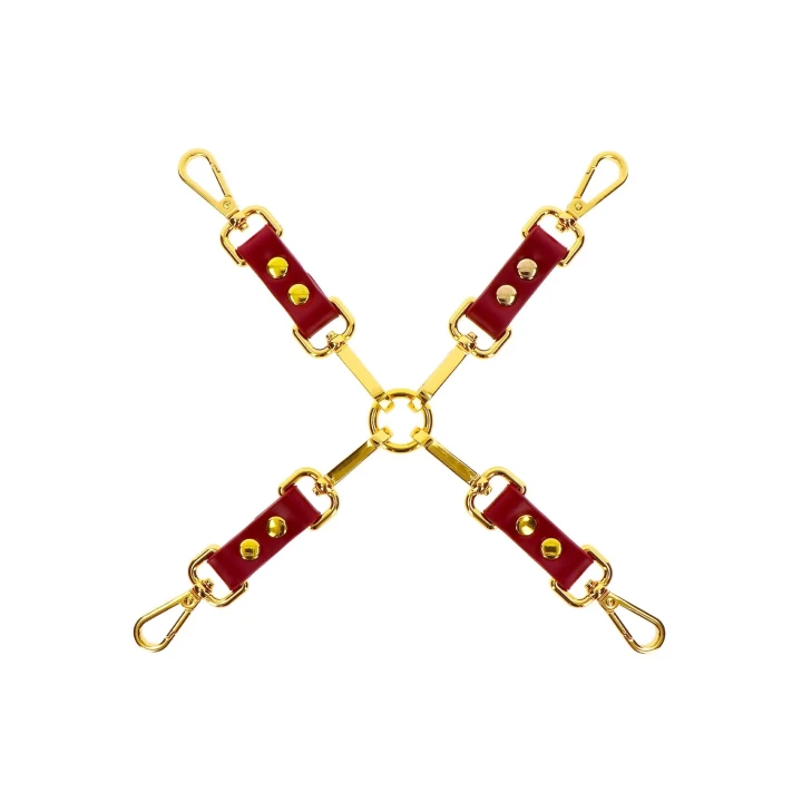 Zestaw do wiązania Hogtie w kolorze czerwonym z PU leather i metalem bez niklu, 29 cm