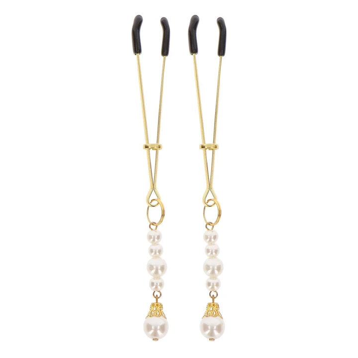 Woskowe szczypce do depilacji z perłami w kolorze złotym, długość 12 cm