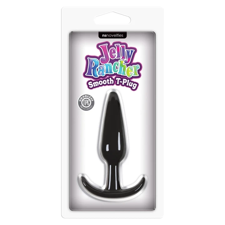 Dildo analne T-Plug Smooth Black, wodoodporne, ergonomiczne, 10.9 cm długości, TPE