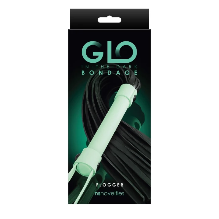 Flogger BDSM świecący w ciemności z syntetycznej skóry PU, 61 cm, Glo Flogger