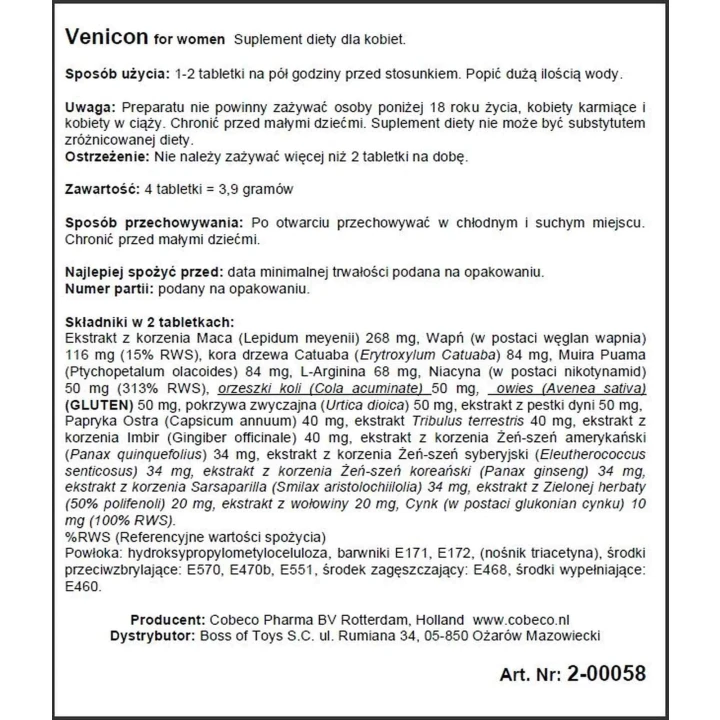 Suplement diety Venicon dla kobiet - wsparcie popędu seksualnego i witalności