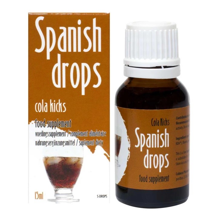 Pobudzające krople energizujące Spanish Drops Cola Kicks, 15 ml z L-argininą i witaminą C