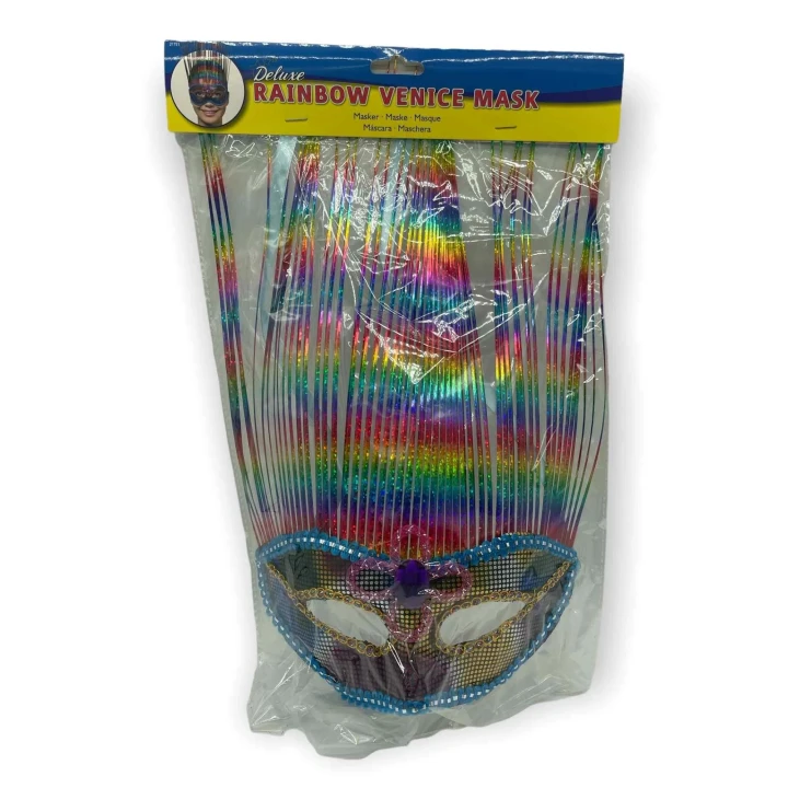 Maska wenecka Rainbow Deluxe – Elegancka maska karnawałowa w żywych kolorach, 41x26,5 cm